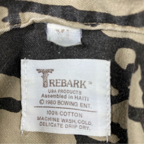 Vintage 80s Camouflage Trebark Camo Brown Hunting Pocket Polo Shirt Men’s Sz XL - Picture 8 of 12